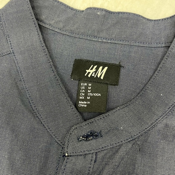 H&M Men’s button up long sleeve shirt Sz M - Picture 8 of 9